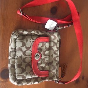 NWT Coach shoulder bag satchel red strap